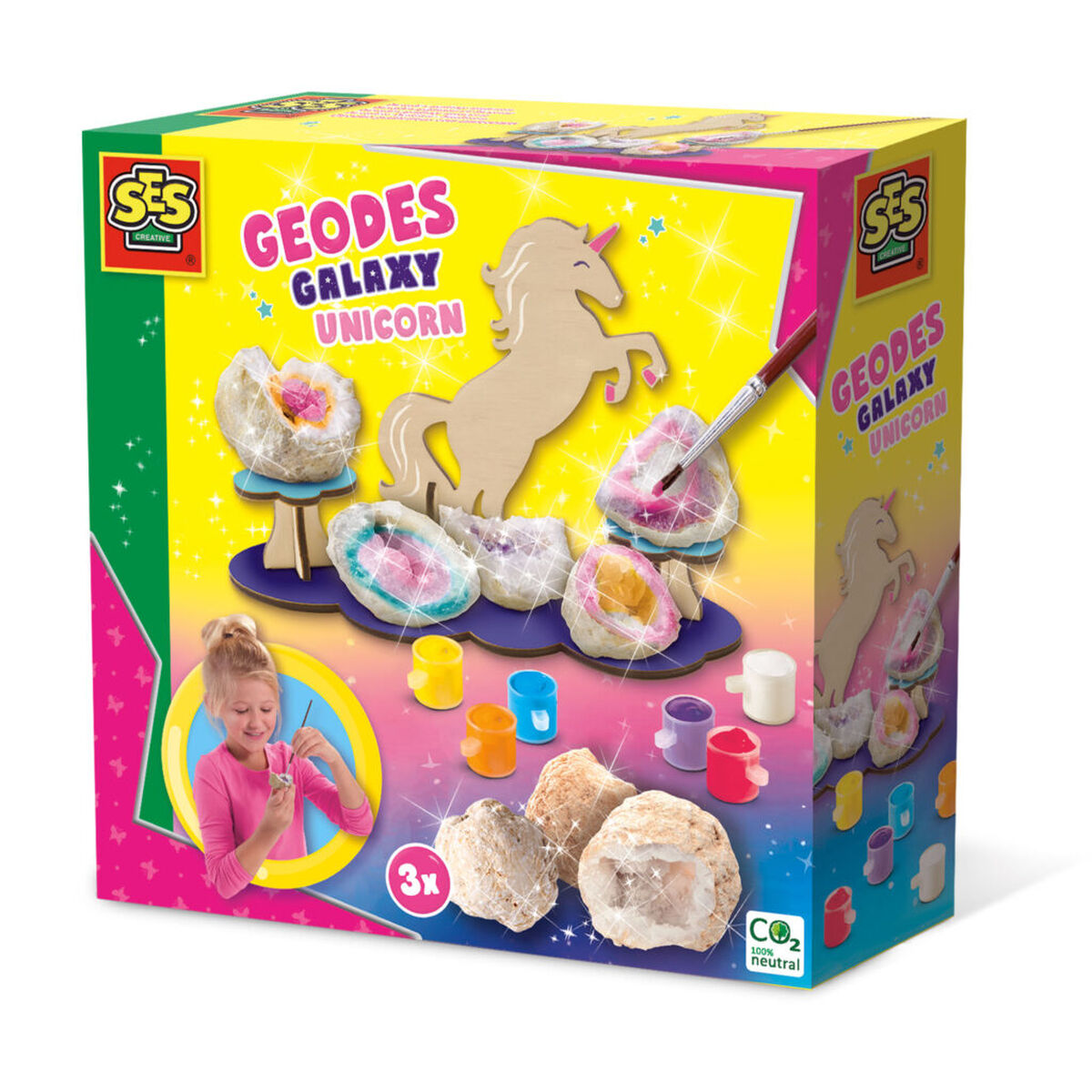 Jogo de Trabalhos Manuais SES Creative Geodes Galaxy Unicorn Pedras Decorativas - EcoNest