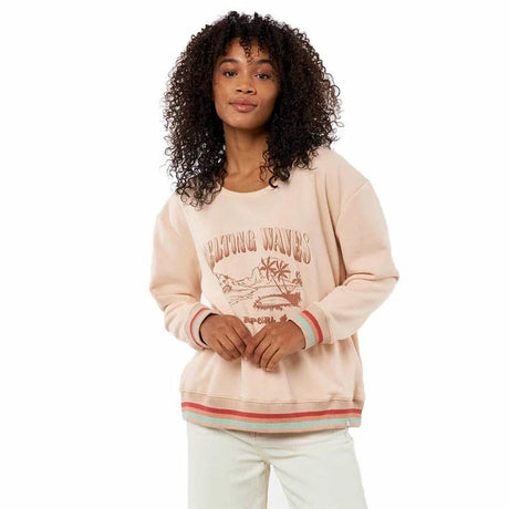 Polar sem Capuz Mulher Rip Curl Crew Striped Marrom claro - EcoNest