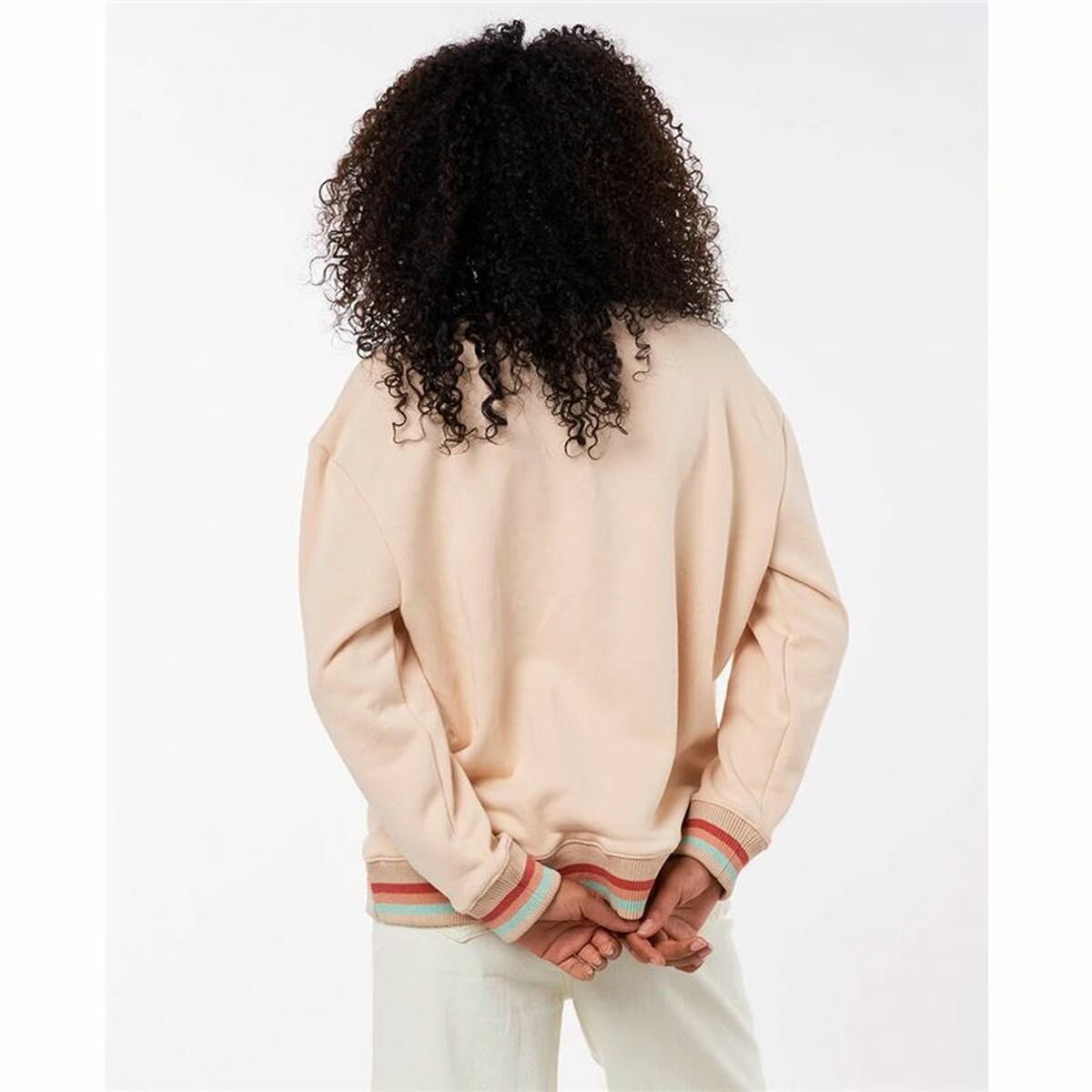 Polar sem Capuz Mulher Rip Curl Crew Striped Marrom claro - EcoNest