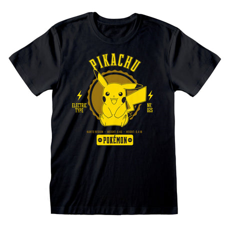 Camisola de Manga Curta Pokémon Collegiate Picachu Preto Unissexo - EcoNest