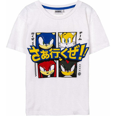 Camisola de Manga Curta Infantil Sonic Branco - EcoNest