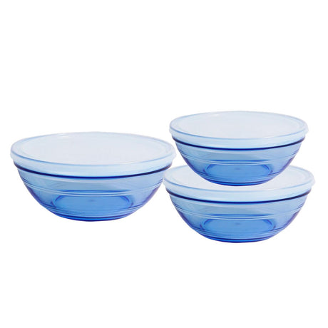 Conjunto de Tigelas Duralex Marine Azul Com tampa 3 Peças - EcoNest
