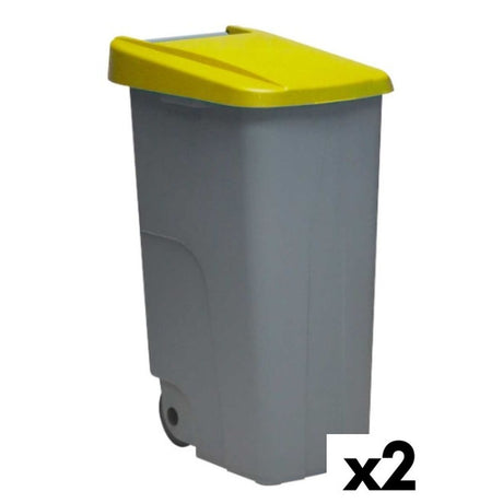 Caixote do Lixo com Rodas Denox 85 L Amarelo 58 x 41 x 76 cm - EcoNest
