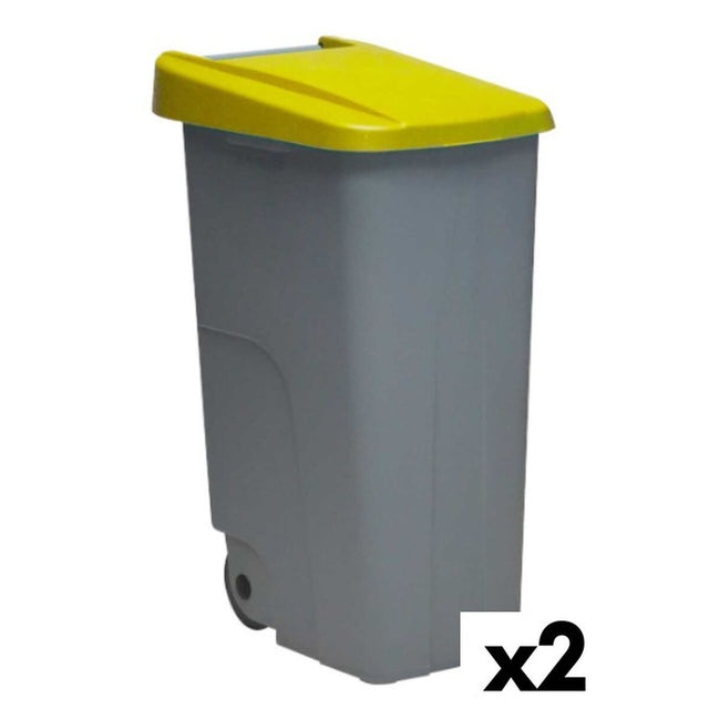 Caixote do Lixo com Rodas Denox 85 L Amarelo 58 x 41 x 76 cm - EcoNest