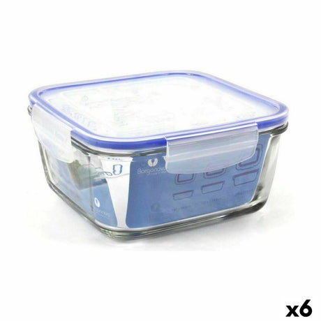Lancheira Hermética Borgonovo Superblock Quadrado 18 x 18 x 8,5 cm (6 Unidades) - EcoNest