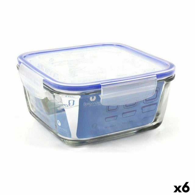 Lancheira Hermética Borgonovo Superblock Quadrado 18 x 18 x 8,5 cm (6 Unidades) - EcoNest