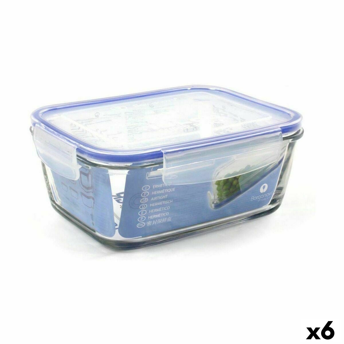 Lancheira Hermética Borgonovo Superblock Retangular 21 x 16 x 8,5 cm (6 Unidades) - EcoNest