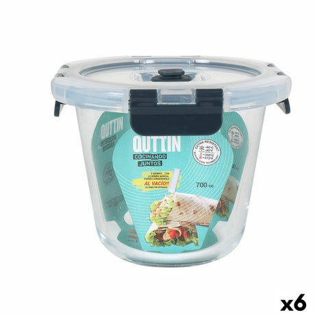 Lancheira Hermética Quttin Válvula de vácuo 700 ml 14 x 14 x 11 cm (6 Unidades) - EcoNest