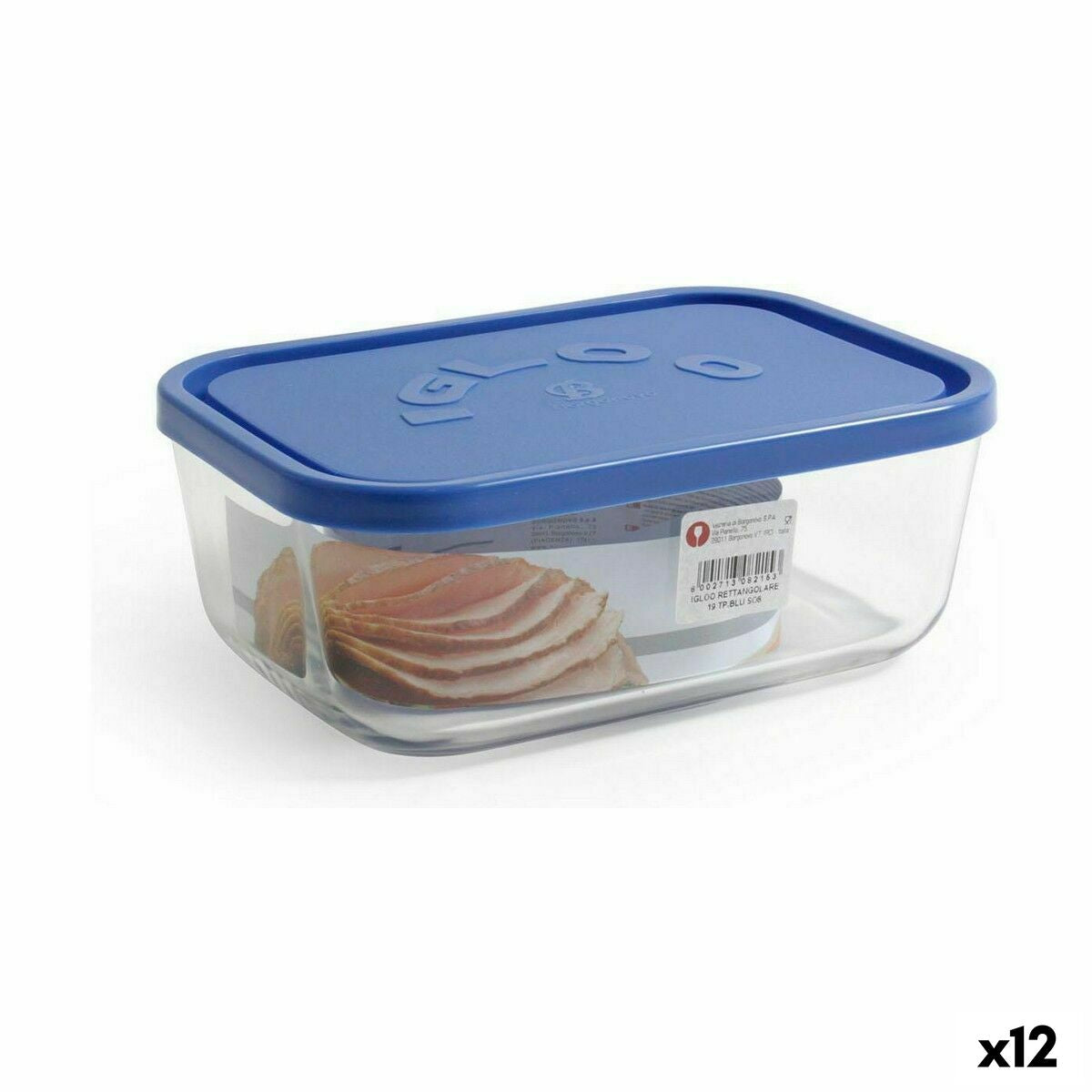Lancheira Borgonovo Azul Retangular 1,3 L 19 x 13,5 x 7,2 cm (12 Unidades) - EcoNest