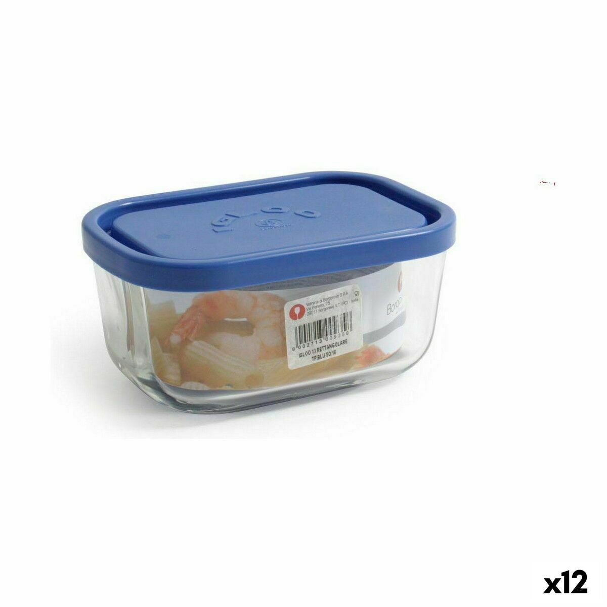 Lancheira Borgonovo Azul Retangular 400 ml 13,5 x 9,5 x 6,5 cm (12 Unidades) - EcoNest