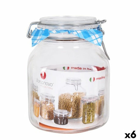 Frasco Borgonovo Hermético Transparente Cristal 2L 13 x 13 x 17,5 cm (6 Unidades) - EcoNest