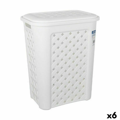 Cesto da Roupa Tontarelli Arianna Com tampa Branco 37,5 x 27,5 x 47 cm (6 Unidades) - EcoNest