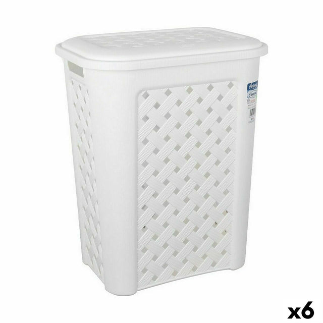 Cesto da Roupa Tontarelli Arianna Com tampa Branco 37,5 x 27,5 x 47 cm (6 Unidades) - EcoNest
