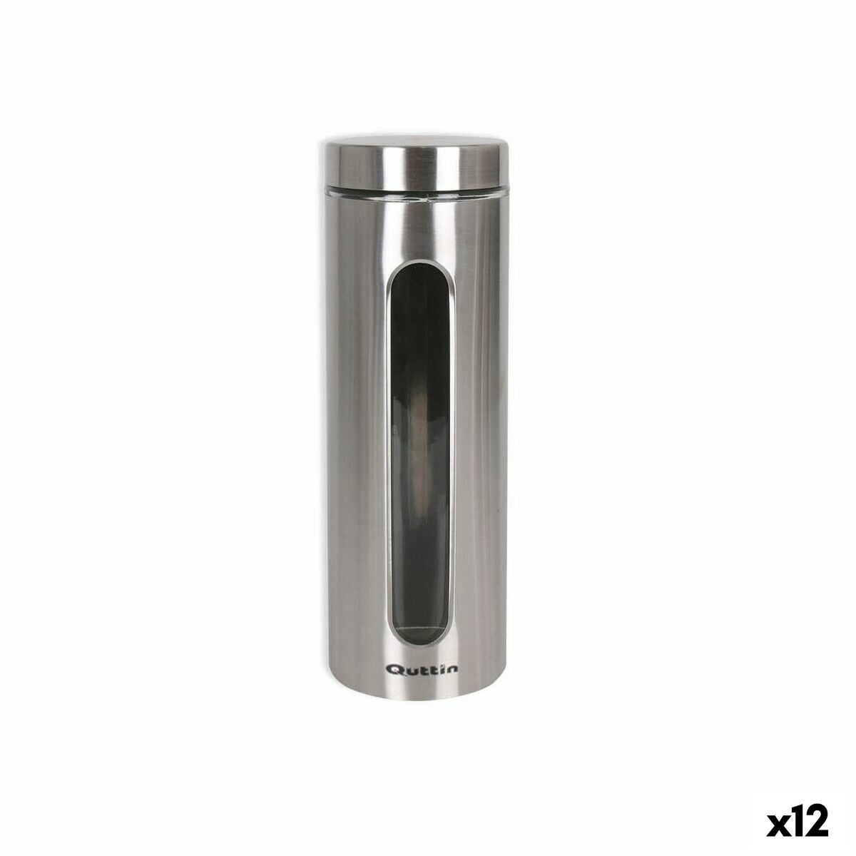 Frasco Quttin Transparente Prateado Vidro Aço 2,2 L 10 x 10 x 30,5 cm (12 Unidades) - EcoNest