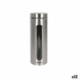 Frasco Quttin Transparente Prateado Vidro Aço 2,2 L 10 x 10 x 30,5 cm (12 Unidades) - EcoNest