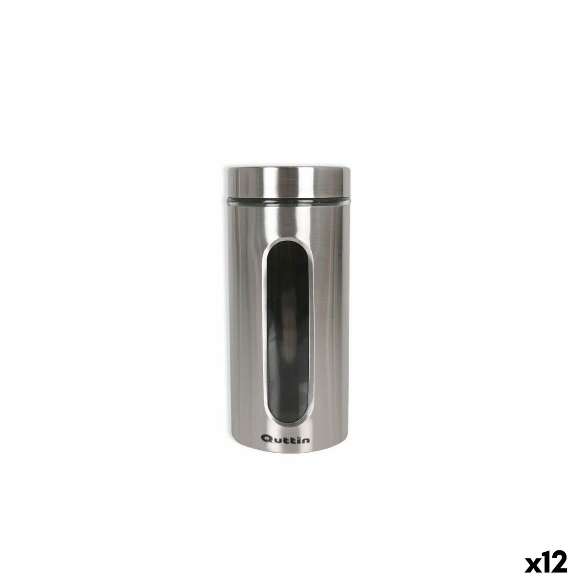 Frasco Quttin Transparente Prateado Vidro Aço 1,5 L 10 x 10 x 22,8 cm (12 Unidades) - EcoNest