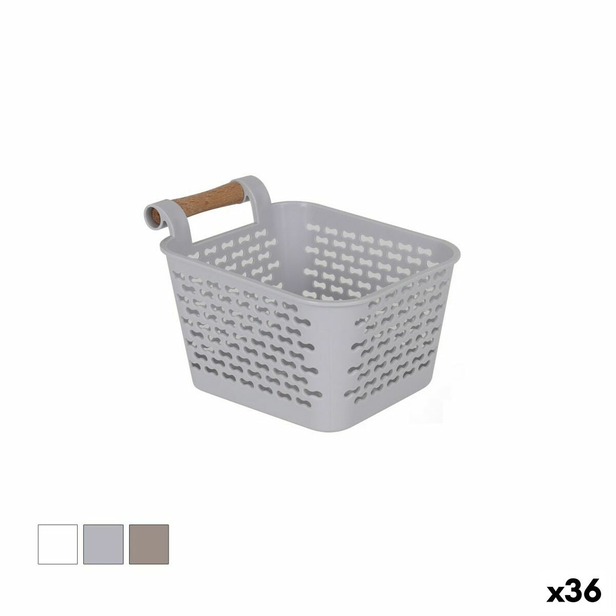 Cesta Multiusos Confortime Plástico Com pegas Madeira 13 x 11 x 8 cm (36 Unidades) - EcoNest