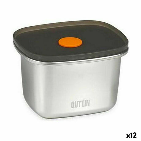 Lancheira Hermética Quttin Aço inoxidável Retangular 450 ml 11,6 x 9,4 x 7 cm (12 Unidades) - EcoNest