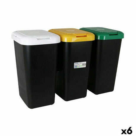 Caixote de Lixo para Reciclagem Tontarelli Amarelo Branco Verde (6 Unidades) - EcoNest