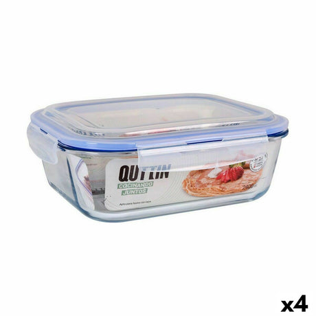 Lancheira Hermética Quttin Retangular 2,4 L (4 Unidades) - EcoNest