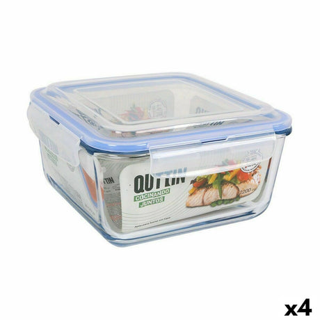 Lancheira Hermética Quttin Quadrado 2,2 L (4 Unidades) - EcoNest