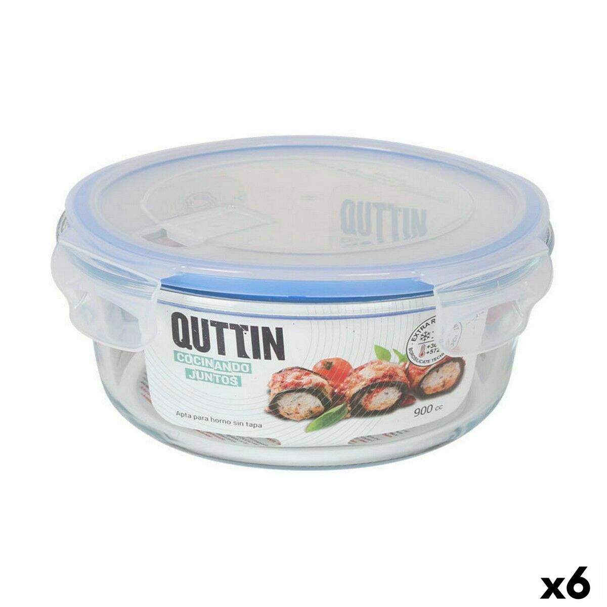 Lancheira Hermética Quttin Redonda 900 ml (6 Unidades) - EcoNest