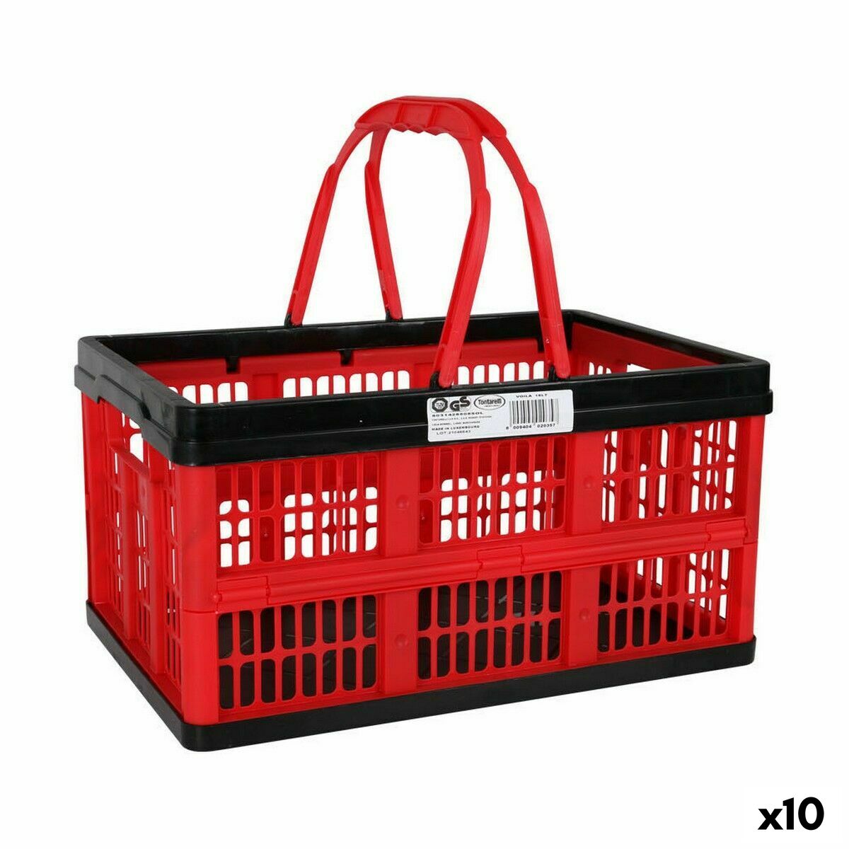 Caixa Dobrável com Alças Tontarelli Voilà 16 L Vermelho 39 x 25,5 x 21 cm (10 Unidades) - EcoNest