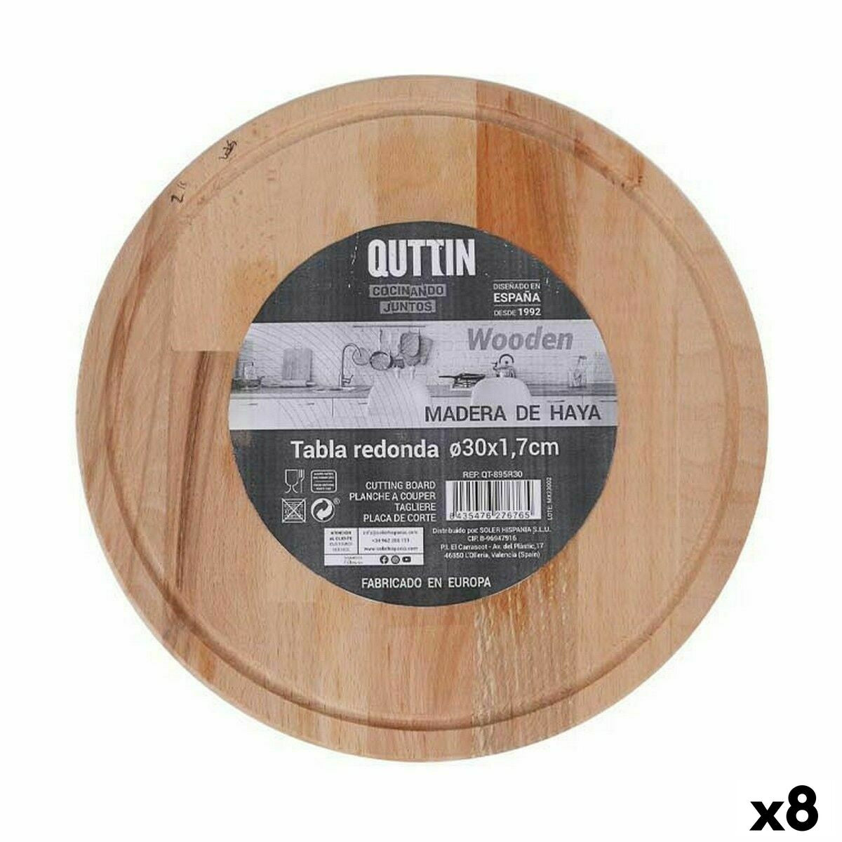 Tábua de servir Quttin Redonda Ø 30 x 1,7 cm (8 Unidades) - EcoNest