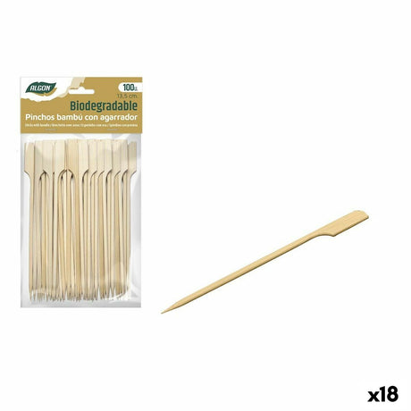 Conjunto de Espetos para Churrascos Algon Bambu 100 Peças 13,5 cm (18 Unidades) - EcoNest