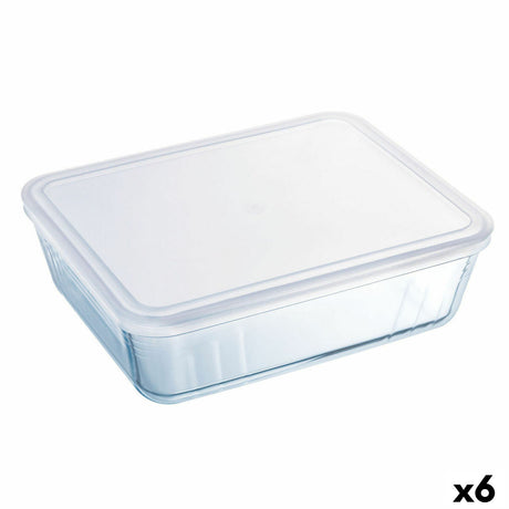 Lancheira Retangular com Tampa Pyrex Cook & Freeze 19 x 14 x 5 cm 800 ml Transparente Silicone Vidro (6 Unidades) - EcoNest