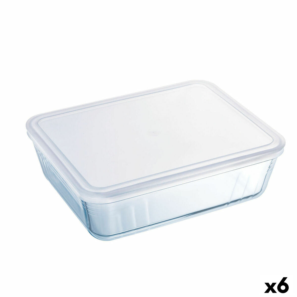 Lancheira Retangular com Tampa Pyrex Cook & Freeze 22,5 x 17,5 x 6,5 cm 1,5 L Transparente Silicone Vidro (6 Unidades) - EcoNest