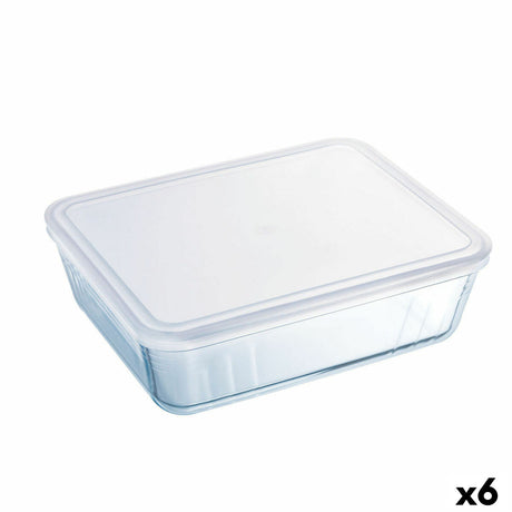 Lancheira Retangular com Tampa Pyrex Cook & Freeze 22,5 x 17,5 x 6,5 cm 1,5 L Transparente Silicone Vidro (6 Unidades) - EcoNest