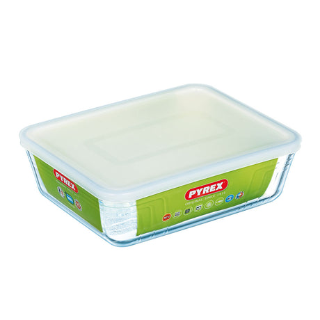 Lancheira Retangular com Tampa Pyrex Cook & Freeze 25 x 20 cm Transparente Silicone Vidro 2,6 L (6 Unidades) - EcoNest