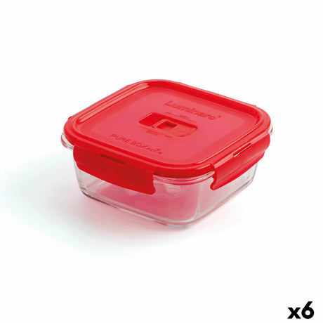 Lancheira Hermética Luminarc Pure Box 760 ml Vermelho Vidro (6 Unidades) - EcoNest