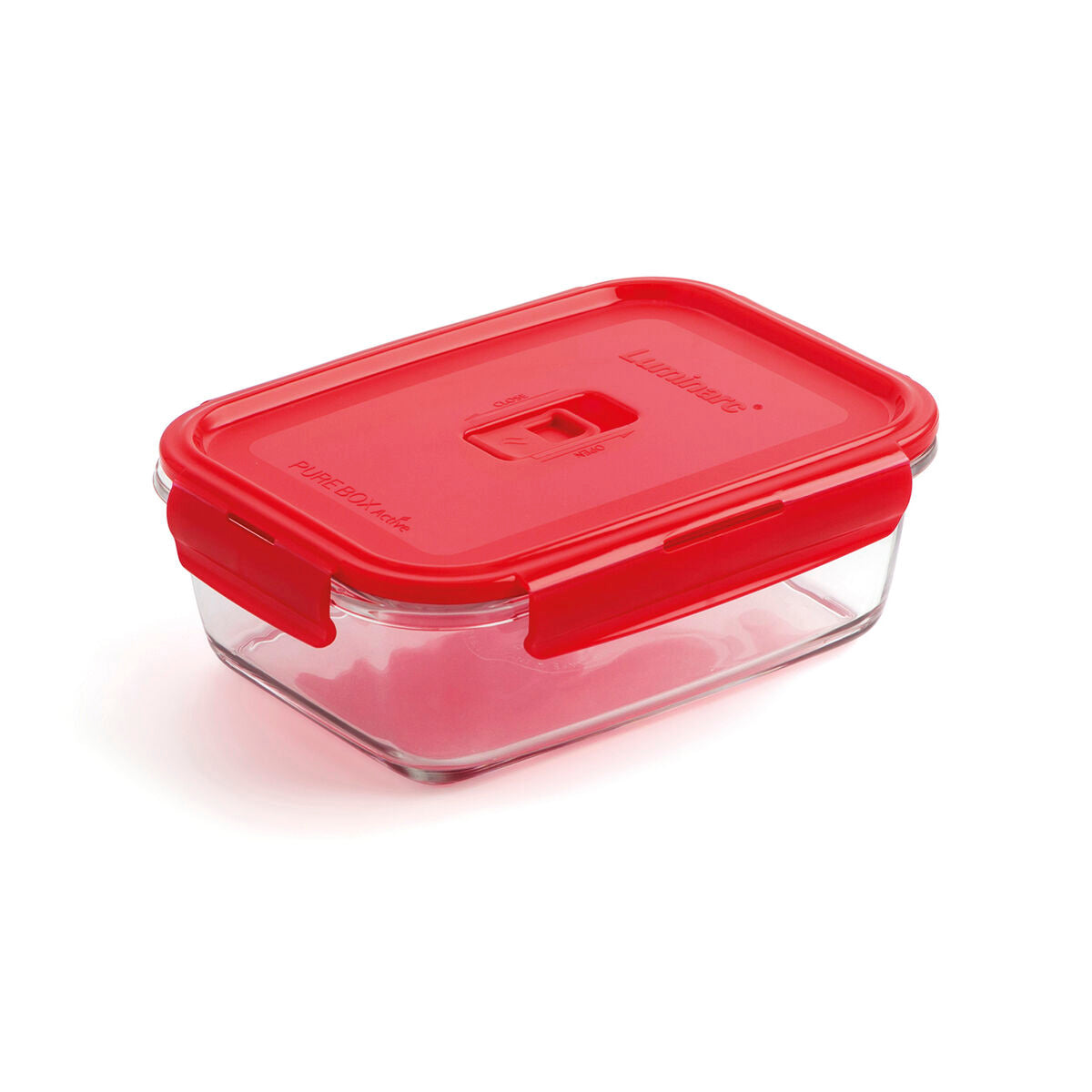 Lancheira Hermética Luminarc Pure Box Vermelho 16 x 11 cm 820 ml Vidro (6 Unidades) - EcoNest