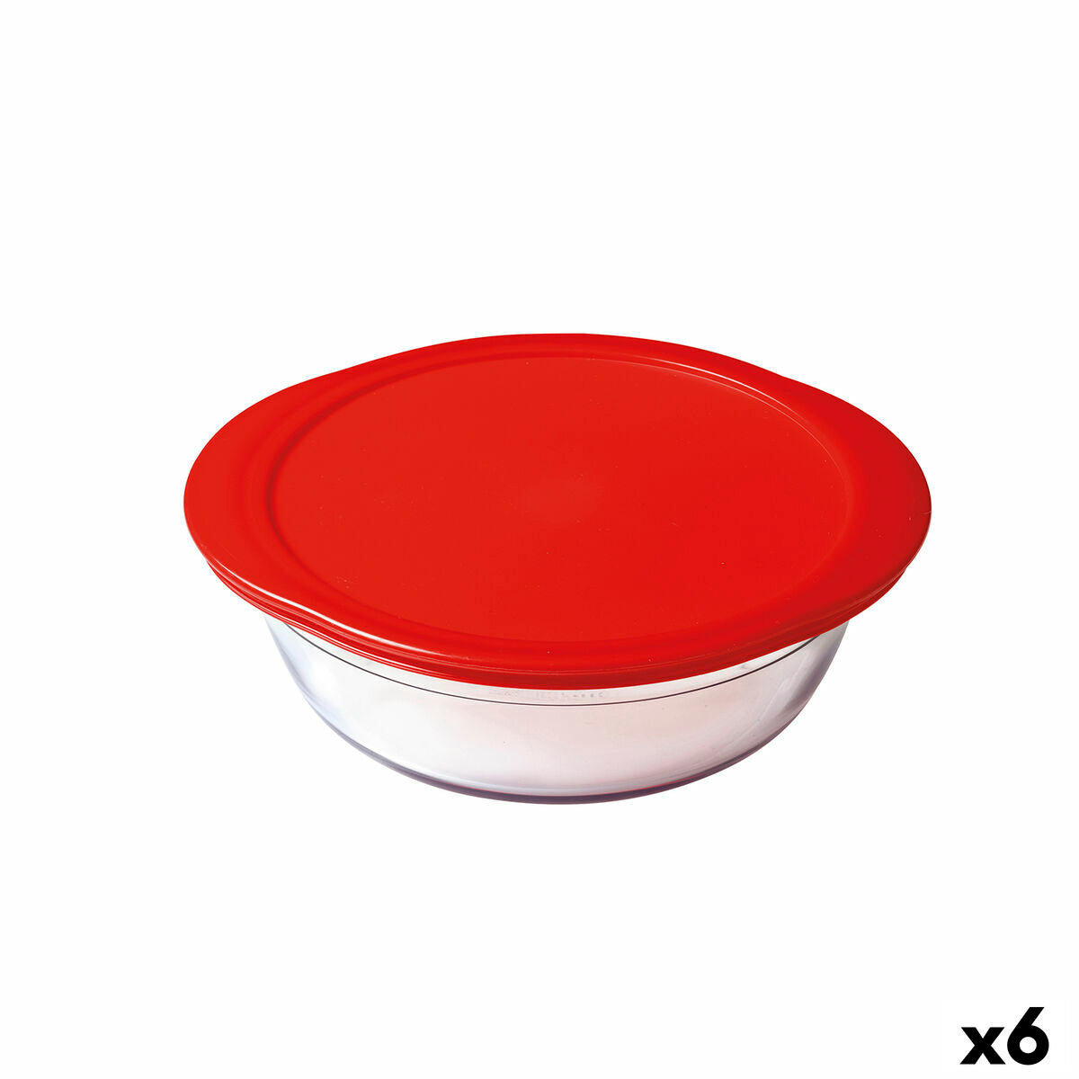 Lancheira Redonda com Tampa Ô Cuisine Cook&store Ocu Vermelho 2,3 L 27 x 24 x 8 cm Vidro Silicone (6 Unidades) - EcoNest