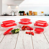 Lancheira Quadrada com Tampa Ô Cuisine Cook & Store Vermelho 1 L 20 x 17 x 6 cm Silicone Vidro (6 Unidades) - EcoNest