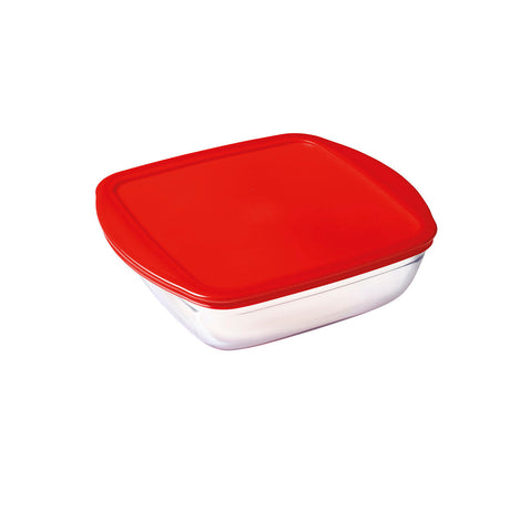 Lancheira Quadrada com Tampa Ô Cuisine Cook & Store Vermelho 1 L 20 x 17 x 6 cm Silicone Vidro (6 Unidades) - EcoNest