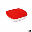 Lancheira Quadrada com Tampa Ô Cuisine Cook & Store Vermelho 1 L 20 x 17 x 6 cm Silicone Vidro (6 Unidades) - EcoNest