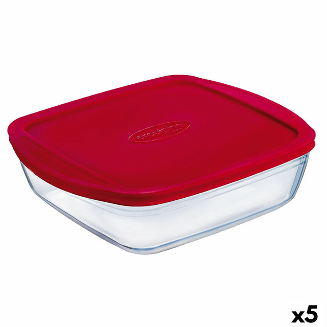 Lancheira Retangular com Tampa Ô Cuisine Cook&store Ocu Vermelho 2,5 L 28 x 20 x 8 cm Silicone Vidro (5 Unidades) - EcoNest