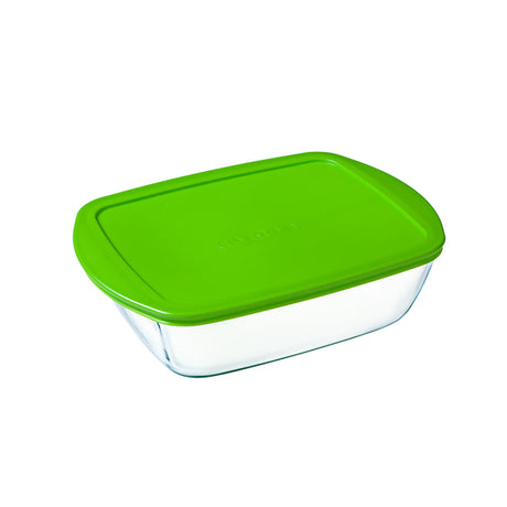 Lancheira Retangular com Tampa Pyrex Cook & Store Verde 1,1 L 23 x 15 x 7 cm Silicone Vidro (6 Unidades) - EcoNest