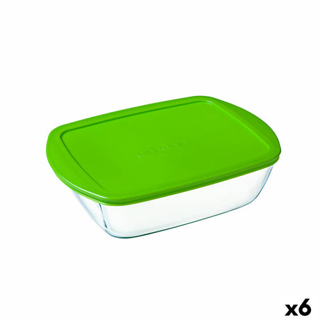 Lancheira Retangular com Tampa Pyrex Cook & Store Verde 1,1 L 23 x 15 x 7 cm Silicone Vidro (6 Unidades) - EcoNest