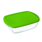 Lancheira Retangular com Tampa Pyrex Cook&store Px Verde 2,5 L 28 x 20 x 8 cm Vidro Silicone (5 Unidades) - EcoNest