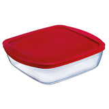 Lancheira Quadrada com Tampa Ô Cuisine Cook&store Ocu Vermelho 2,2 L 25 x 22 x 5 cm Vidro Silicone (5 Unidades) - EcoNest