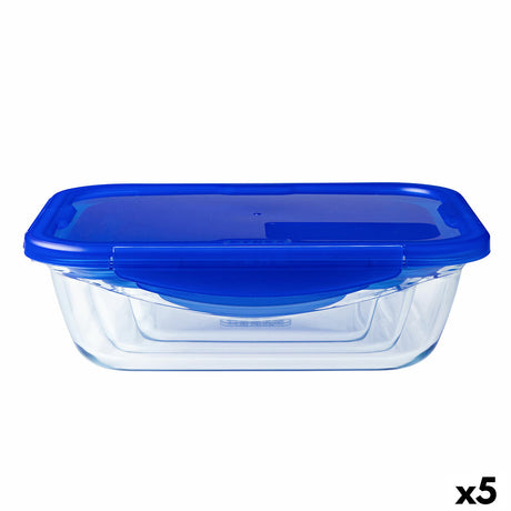 Lancheira Hermética Pyrex Cook & Go Azul 1,7 L 24 x 18 cm Vidro (5 Unidades) - EcoNest