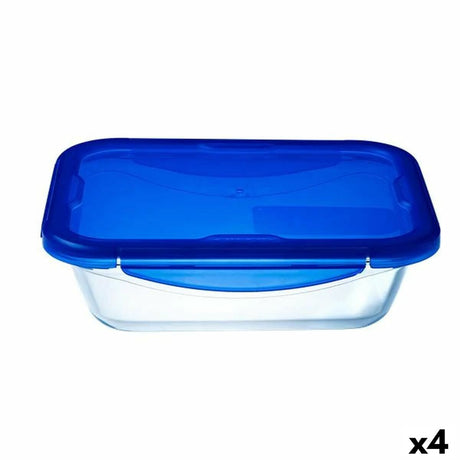 Lancheira Hermética Pyrex Cook&go 30 x 23 cm 3,3 L Retangular Azul Vidro (4 Unidades) - EcoNest