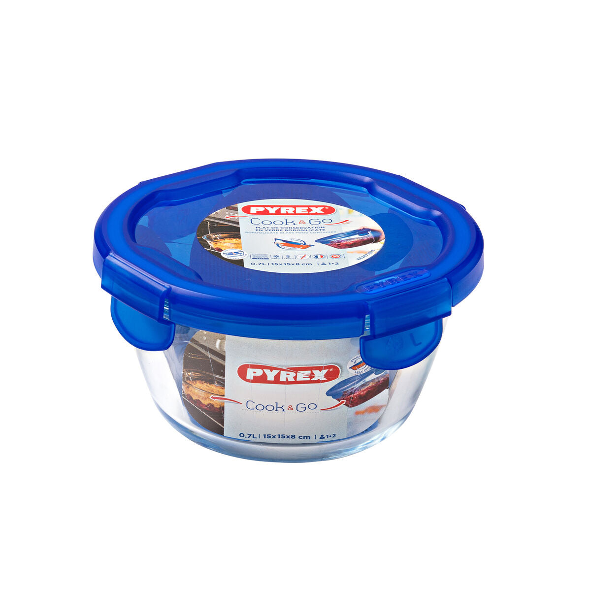 Lancheira Hermética Pyrex Cook & go 15,5 x 15,5 x 8,5 cm Azul 700 ml Vidro (6 Unidades) - EcoNest