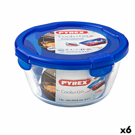 Lancheira Hermética Pyrex Cook&go 20 x 20 x 10,3 cm Azul 1,6 L Vidro (6 Unidades) - EcoNest