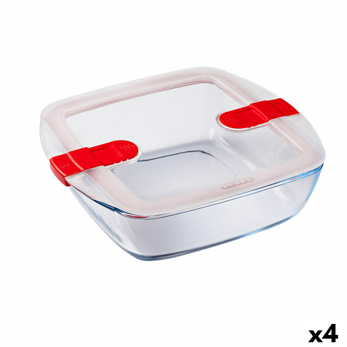 Lancheira Hermética Pyrex Cook & Heat 25 x 22 x 7 cm 2,2 L Transparente Vidro (4 Unidades) - EcoNest