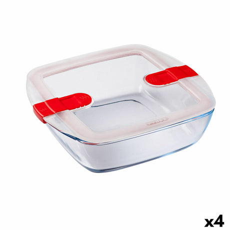 Lancheira Hermética Pyrex Cook & Heat 25 x 22 x 7 cm 2,2 L Transparente Vidro (4 Unidades) - EcoNest